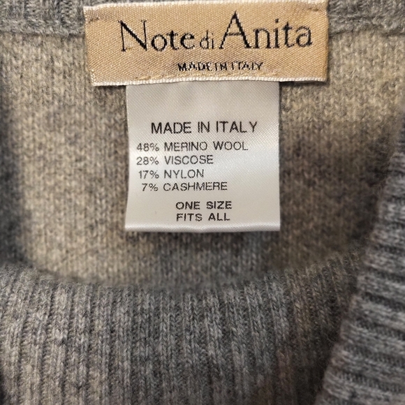 Note di Anita Dolman Gray And Tan Plaid Mock Neck Wool/Cashmere Poncho/Shrug - Picture 3 of 5